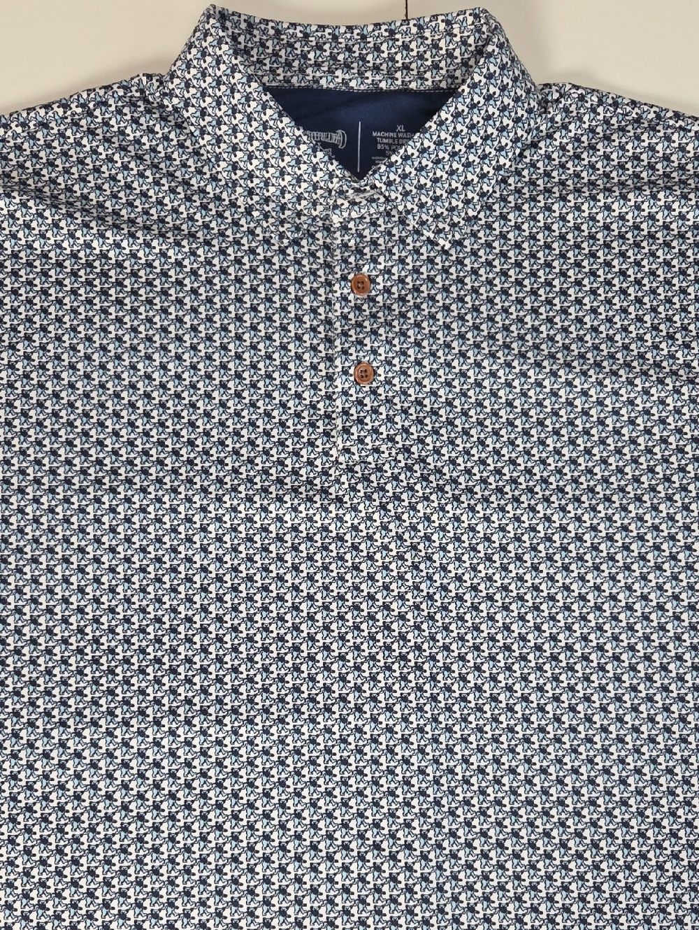 Grateful Dead + Section 119 Casual Blue Dancing Bear Patterned Polo Golf Shirt
